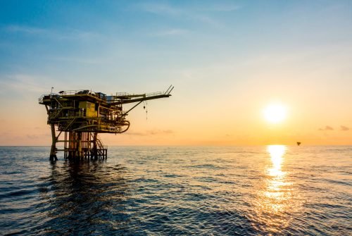 oil & gas Oil and gas platform in the gulf or the sea, The world energy, Offshore oil and rig construction.